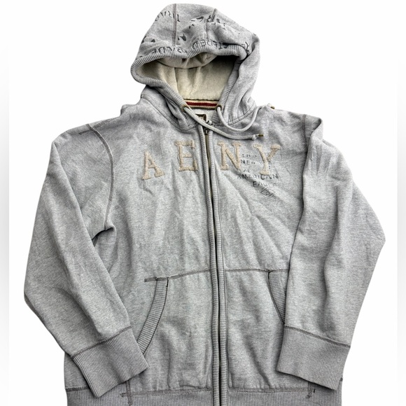 American Eagle Outfitters Other - Abercrombie & Fitch‎ AEO Gray Full Zip Hoodie Vintage Fit XXL Sherpa Lined